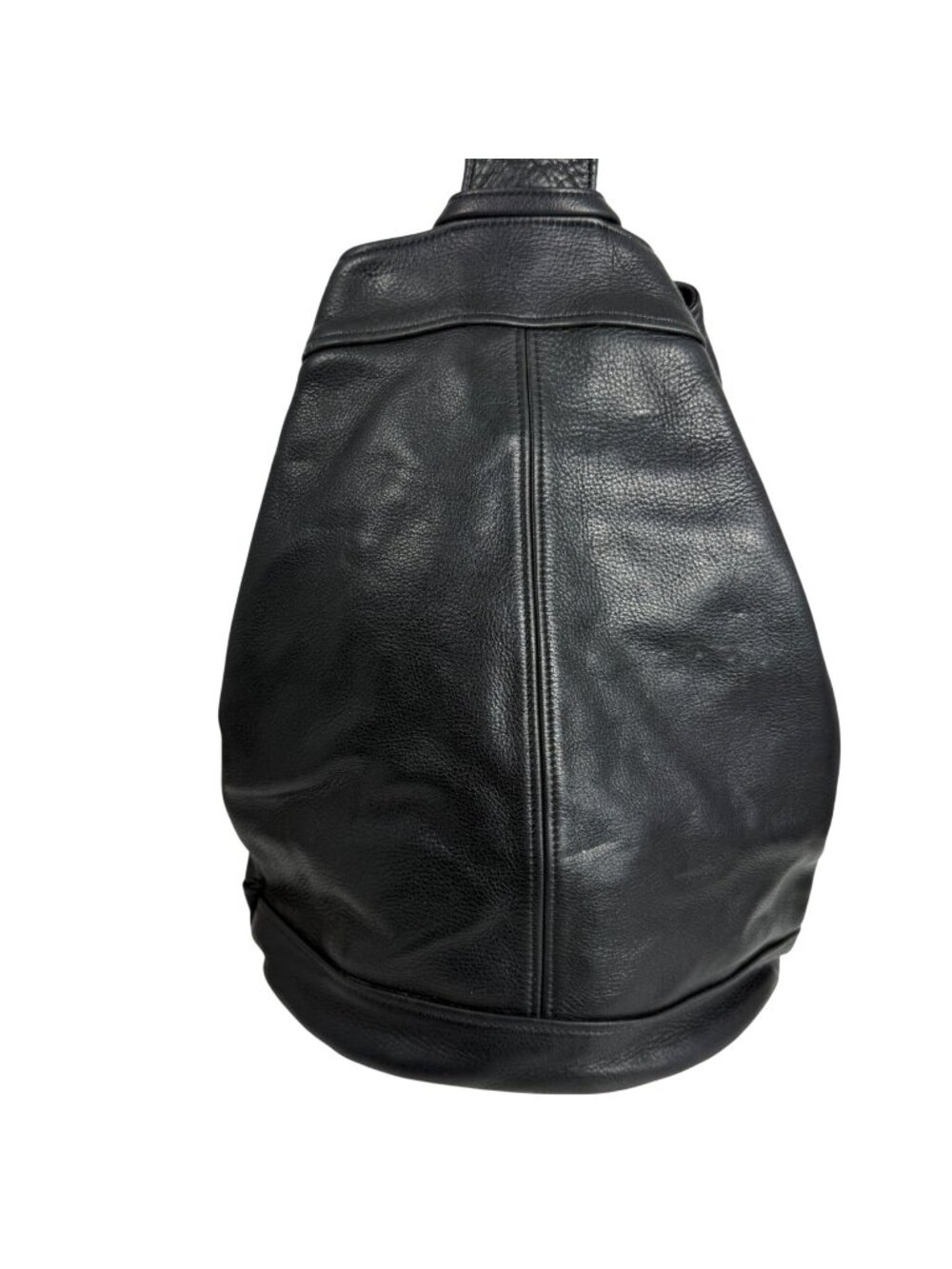 Vintage SVEN Berkeley Black Pebbled Leather Bucket Sling Pack Backpack Made USA